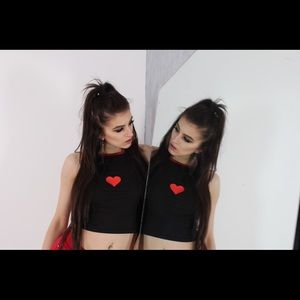 Heart Throb Crop Top Tank Red and Black